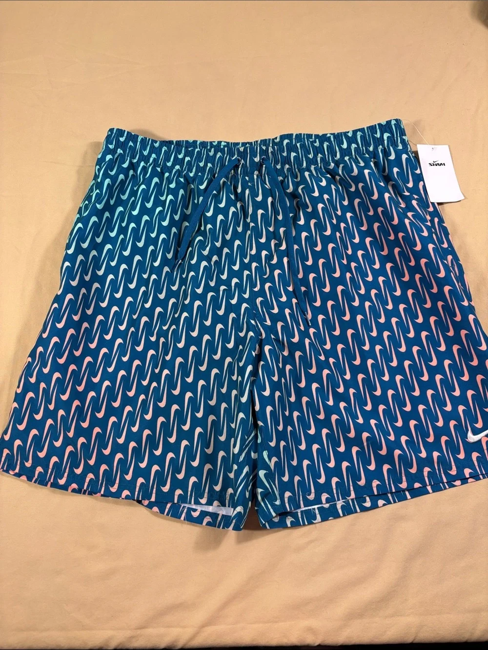 Nike Men's Swim Breaker Swoosh Link Lined Volley Shorts Teal Big & Tall XXLT NWT